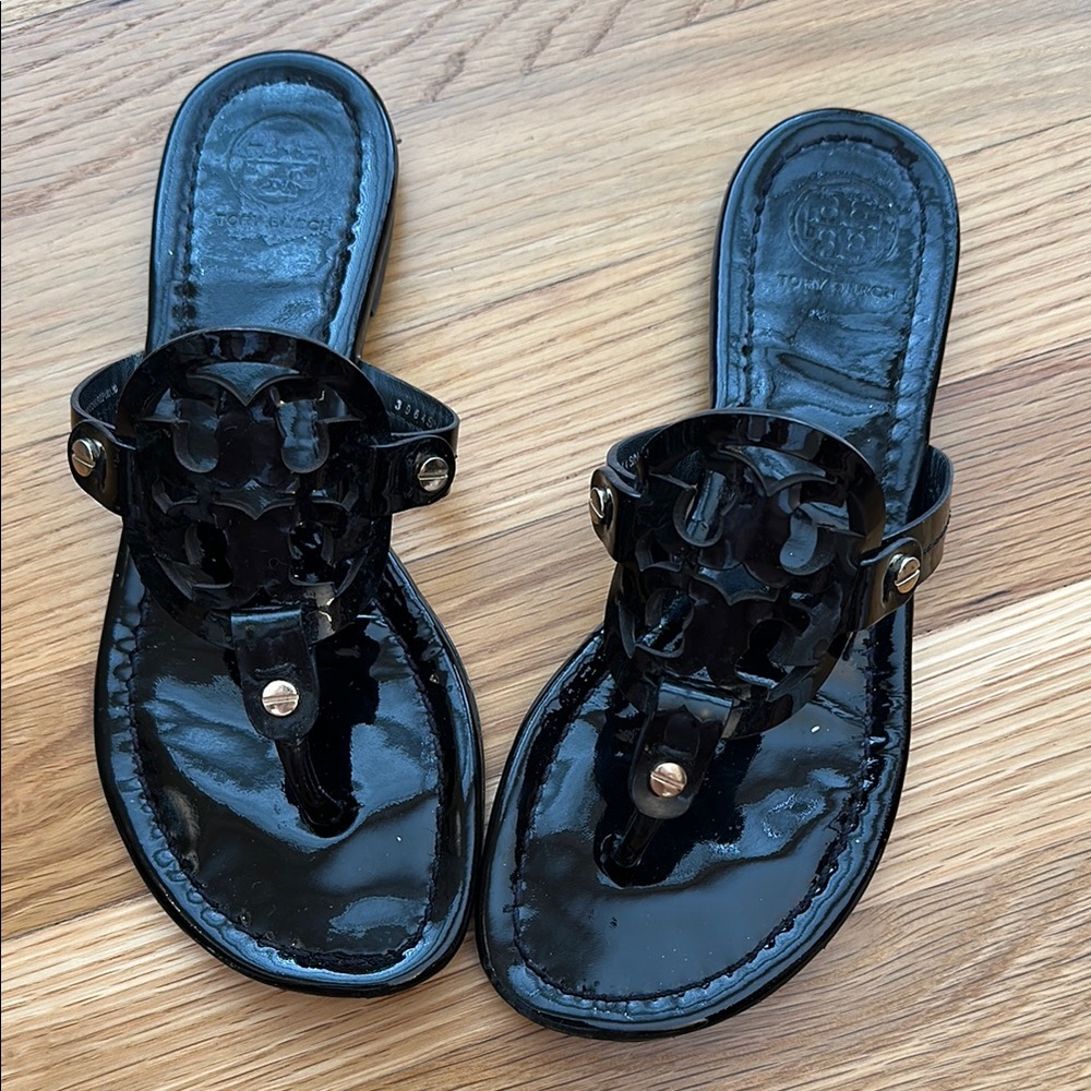 Tory Burch Black Patent Leather Sandals